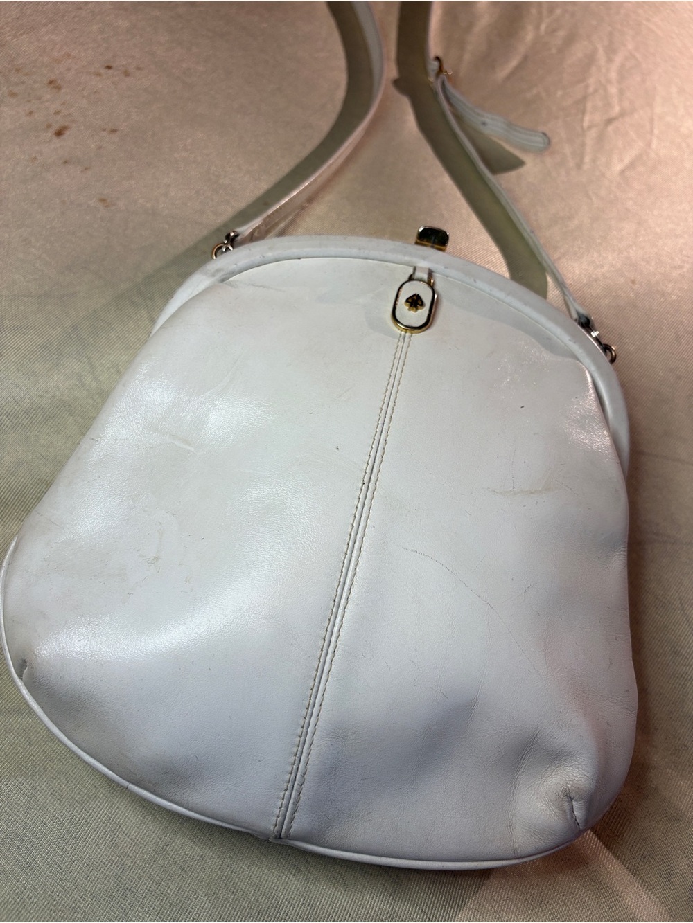 Creation Picard White Leather Vintage Crossbody